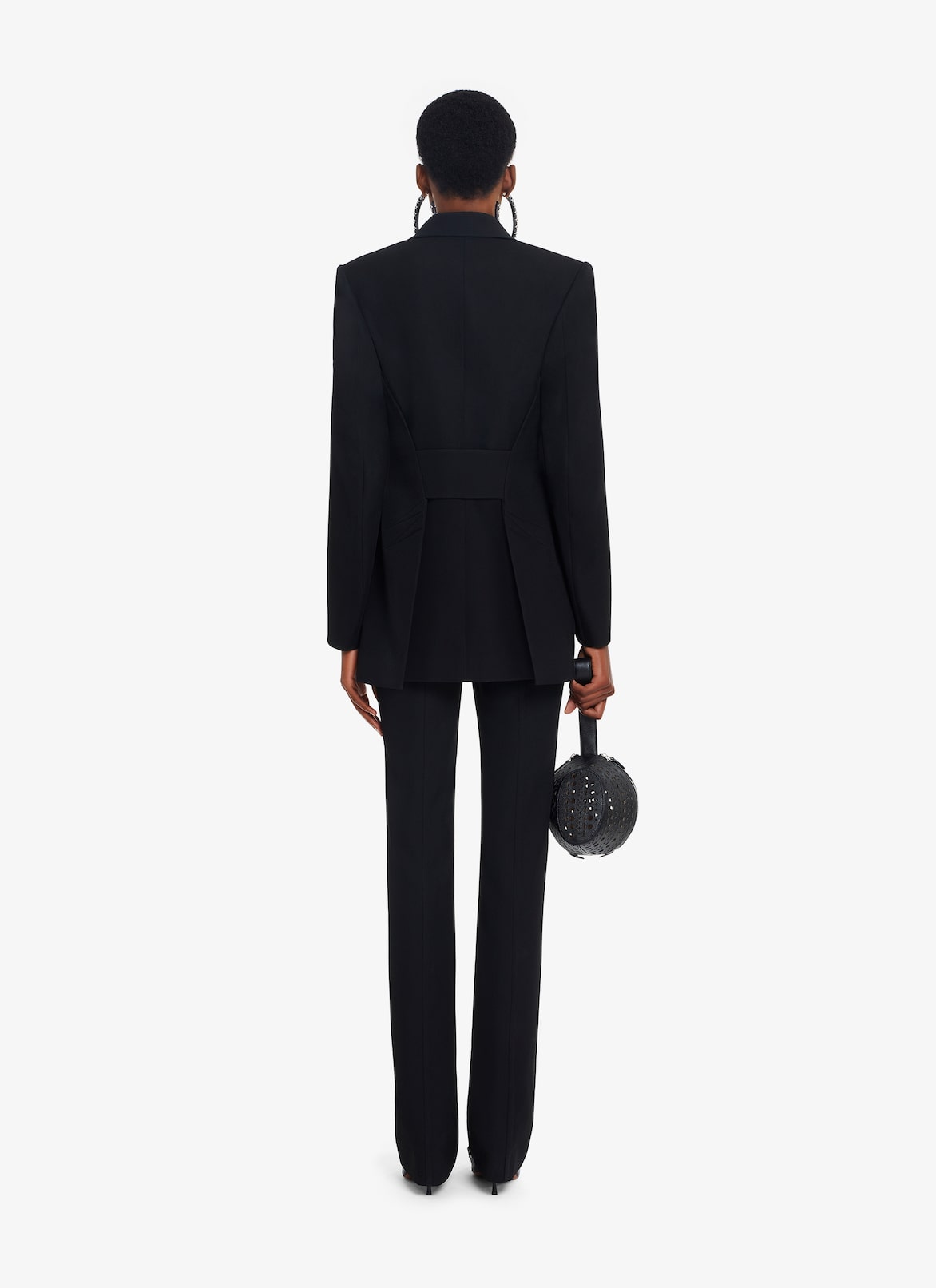 TAILORED DOUBLE-BREASTED WOOL GABARDINE JACKET ALAÏA BLACK TAILORED DOUBLE-BREASTED WOOL GABARDINE JACKET
